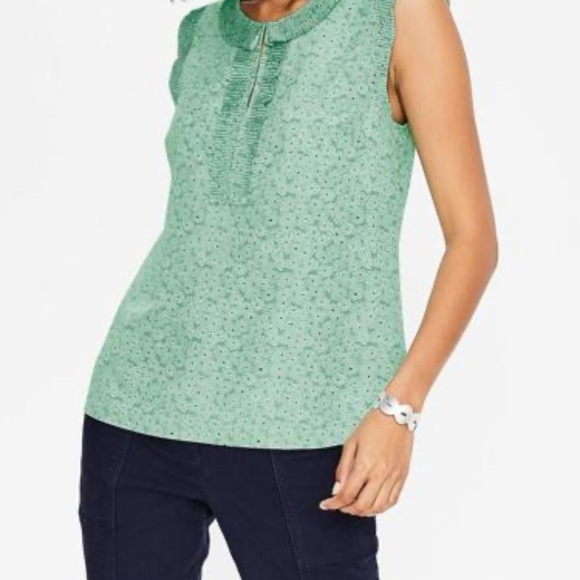 Boden Tops - BODEN Green Sleeveless Fitted Blouse with Peter Pan Collar 💚SIZE 4 💚